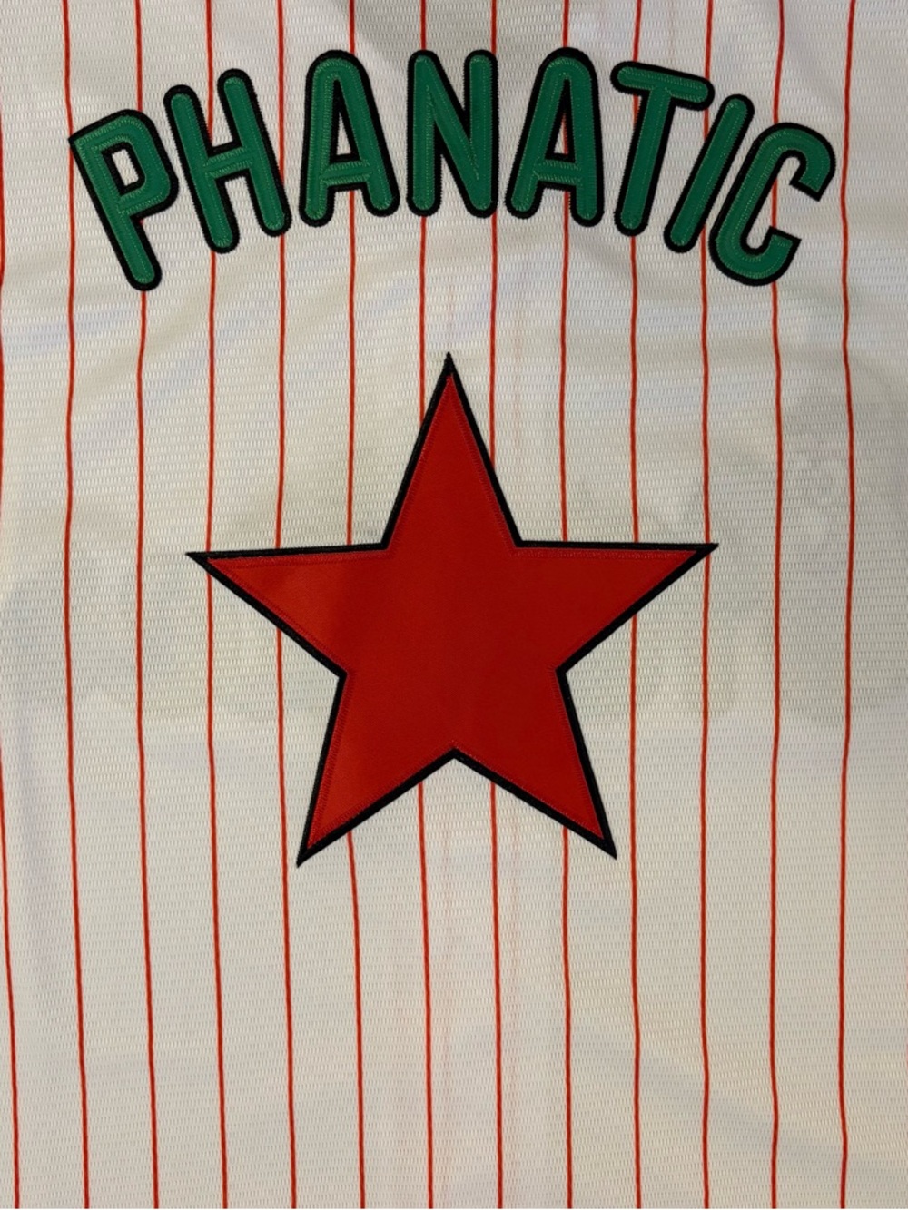 Nike White Pinstripe Phillies Phanatic Jersey with Green Mascot - Picture 8 of 9